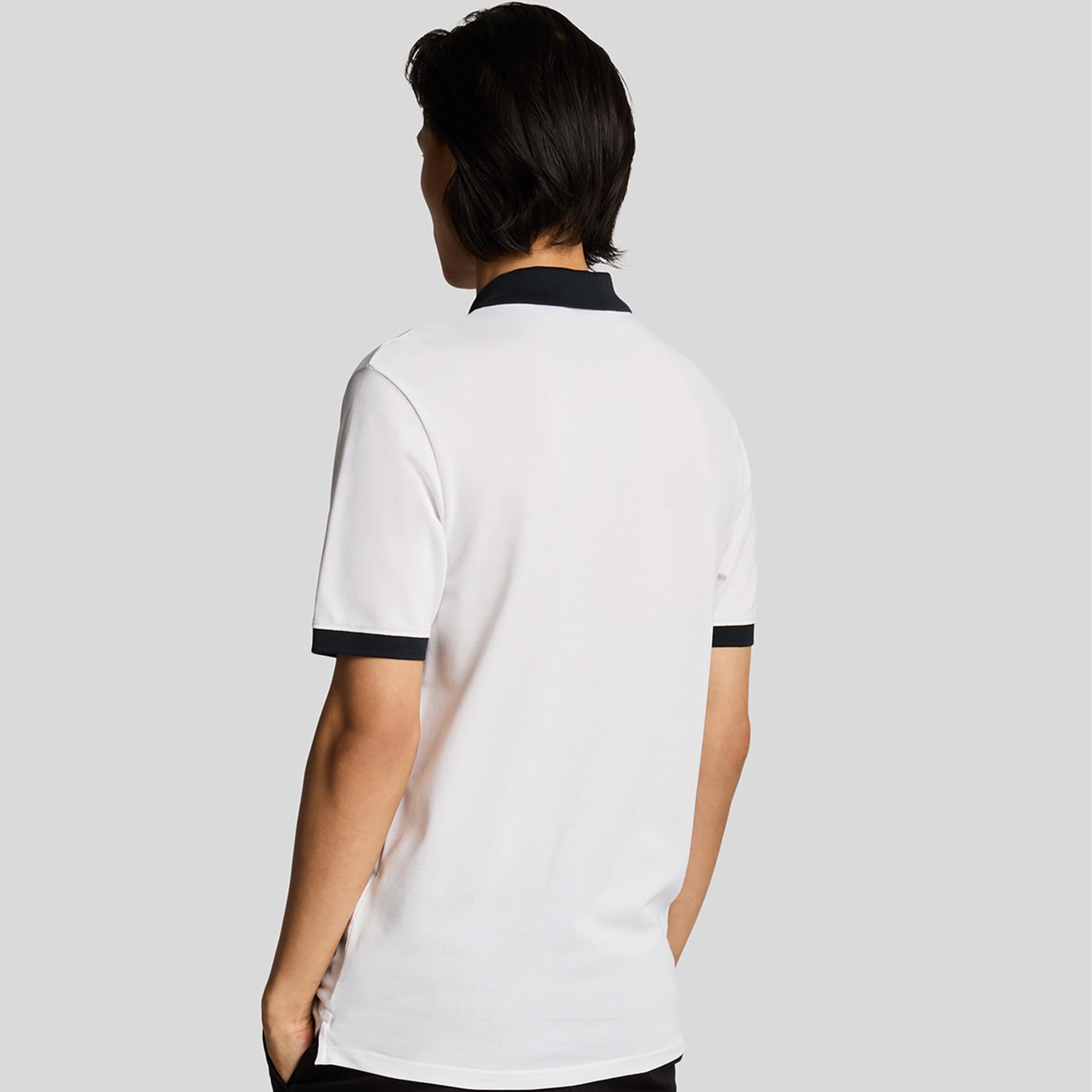 Lyle & Scott Superfine Ringer Polo Shirt White/Dark Navy